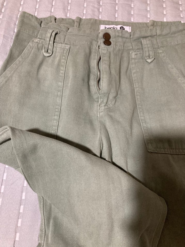 Düğmeli Kadın Keten Kumaş Pantolon benin marka - Görsel 3