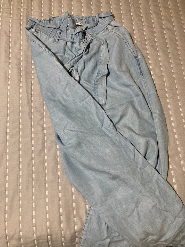 Kadın Mavi Kot Bol Kesim Pantolon - Görsel 4