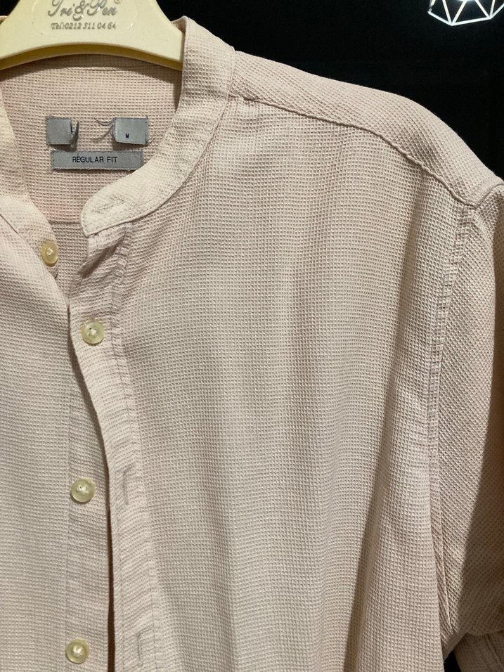 Erkek Keten Düğmeli Kısa Kollu Gömlek - Görsel 3