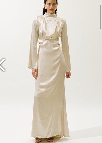 Manu Atelier MILA TAŞLI ABİYE ELBİSE BEJ