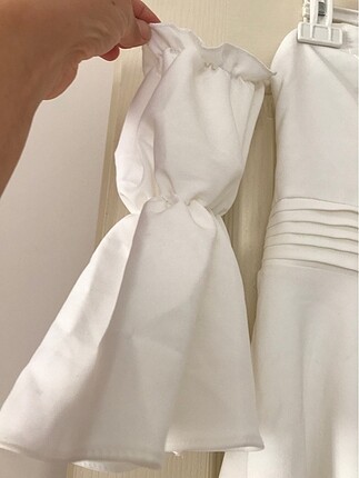 s Beden beyaz Renk Büstiyer tarzı kısa elbise