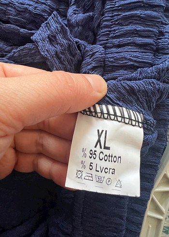 Mavi Keten Piliseli Kadın Pantolon - Görsel 3