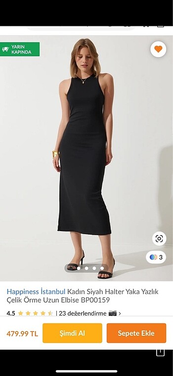 36 Beden Siyah halter yaka elbise