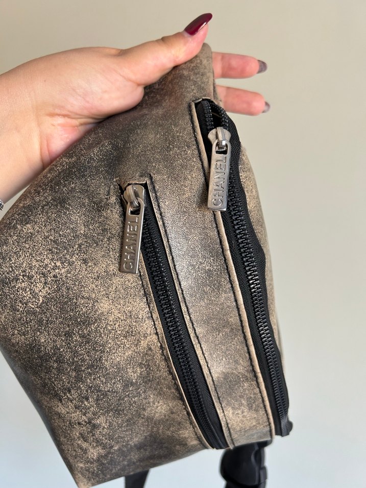 Kemerli Kahverengi Deri Kadın Bel Çantası - Görsel 3