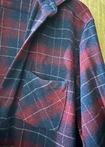 Bordo Ekose Desenli Kadın Gömlek - Görsel 2