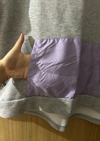 Gri Kapüşonlu Kadın Sweatshirt - Görsel 2