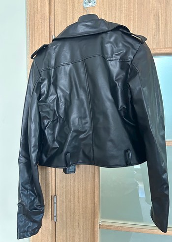 Diğer Siyah Kısa Biker Deri Ceket