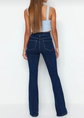 Koyu Mavi Kadın Denim Pantolon - Görsel 4