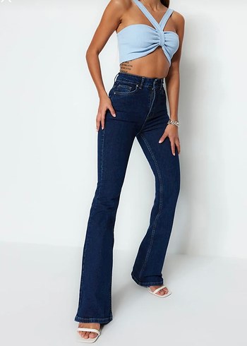 Koyu Mavi Kadın Denim Pantolon