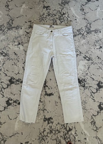 42 Beden beyaz Renk Beyaz Kadın Denim Jean Pantolon