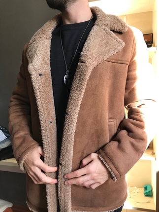 Kahverengi Taba Kürklü Ceket Palto Erkek Zara Kaban %20 İndirimli - Gardrops