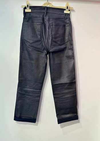 m Beden Kadın Deri Siyah Regular Fit Pantolon