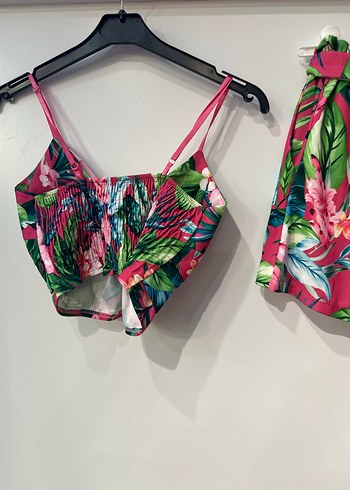 Pembe Çiçek Desenli Mini Plaj Takımı - Görsel 2