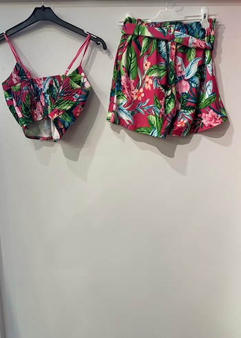 Pembe Çiçek Desenli Mini Plaj Takımı - Görsel 5