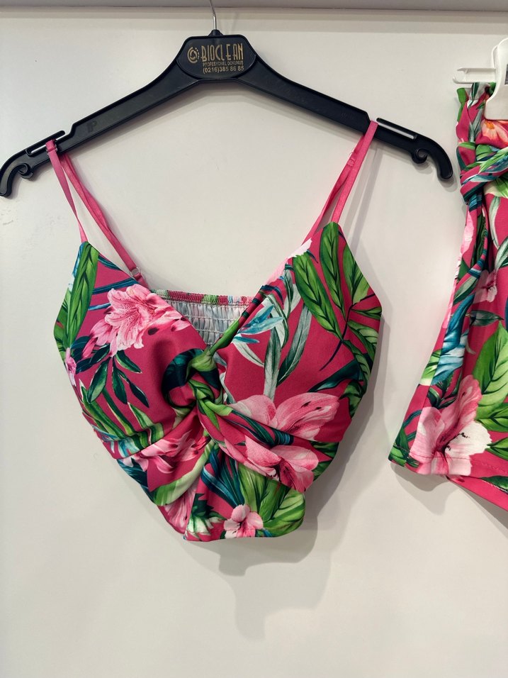 Pembe Çiçek Desenli Mini Plaj Takımı - Görsel 3