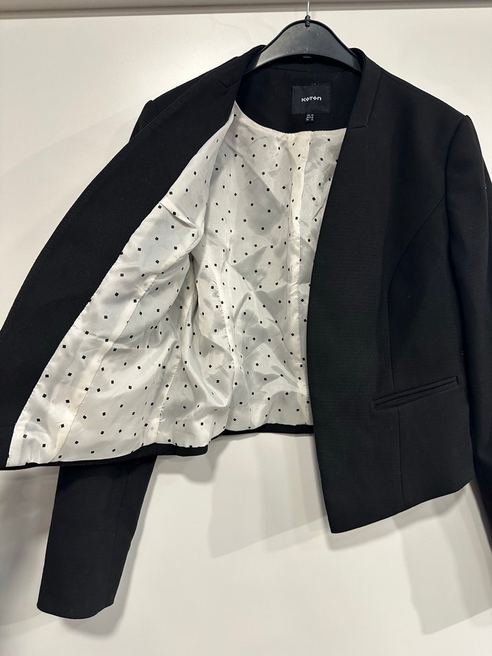 Kemerli Siyah Kadın Blazer Ceket - Görsel 3