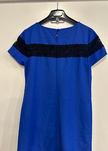 Kemer Detaylı Mavi Midi Elbise - Görsel 4