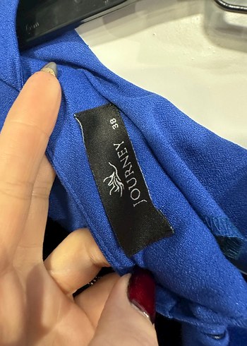 Kemer Detaylı Mavi Midi Elbise - Görsel 2