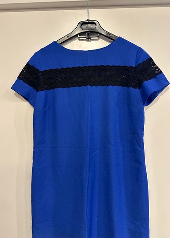 Kemer Detaylı Mavi Midi Elbise - Görsel 3