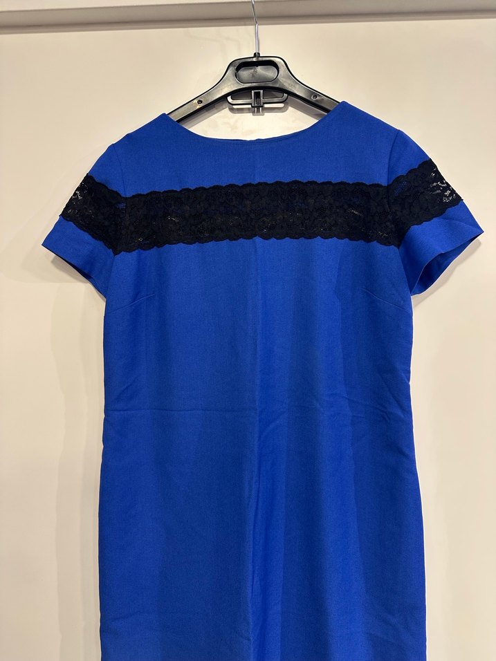 Kemer Detaylı Mavi Midi Elbise - Görsel 3