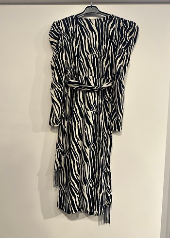 Zebra Desenli Uzun Kollu Kadın Elbise - Görsel 3
