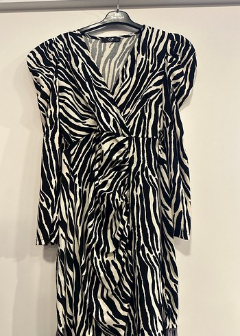 Zebra Desenli Uzun Kollu Kadın Elbise - Görsel 2