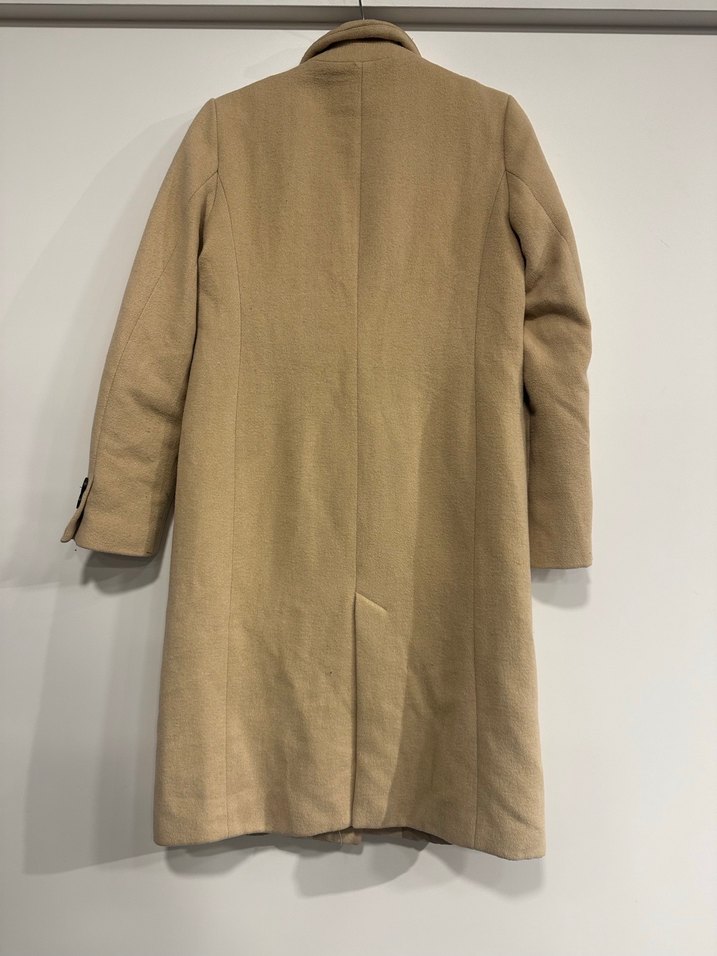 Bej Uzun Kesim Kadın Keten Kaban - Görsel 4