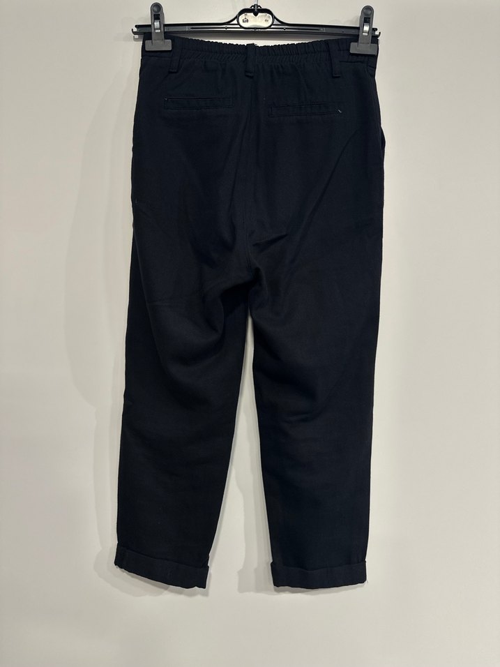 Düğmeli Lacivert Kadın Denim Pantolon - Görsel 3