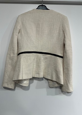 Beyaz Kemerli Kadın Mini Blazer - Görsel 3