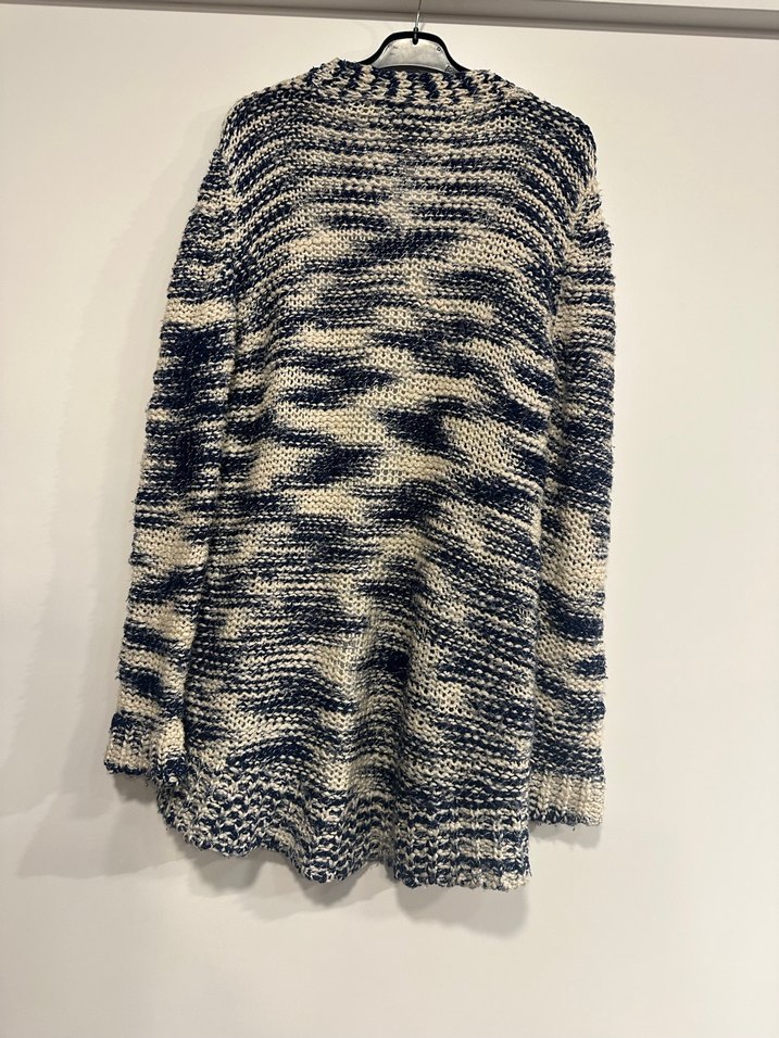 Bohem Tarz Uzun Gri Örgü Kadın Hırka - Görsel 2