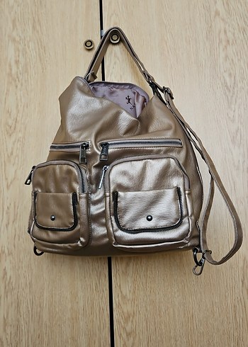 Gri Bej Deri Kadın Çanta Tokalı - Görsel 2