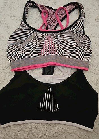 Kısa Spor Sütyenleri, Pembe ve Siyah - Görsel 2