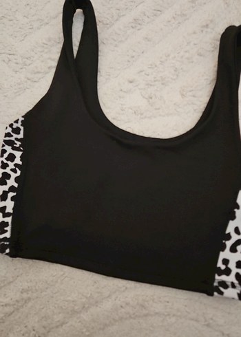Leopar Desenli Siyah Mini Spor Sütyeni - Görsel 3