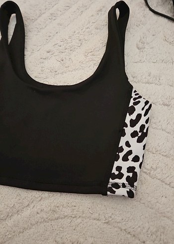 Leopar Desenli Siyah Mini Spor Sütyeni - Görsel 2