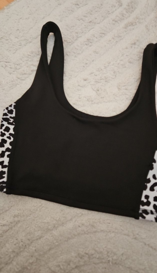 Leopar Desenli Siyah Mini Spor Sütyeni - Görsel 3