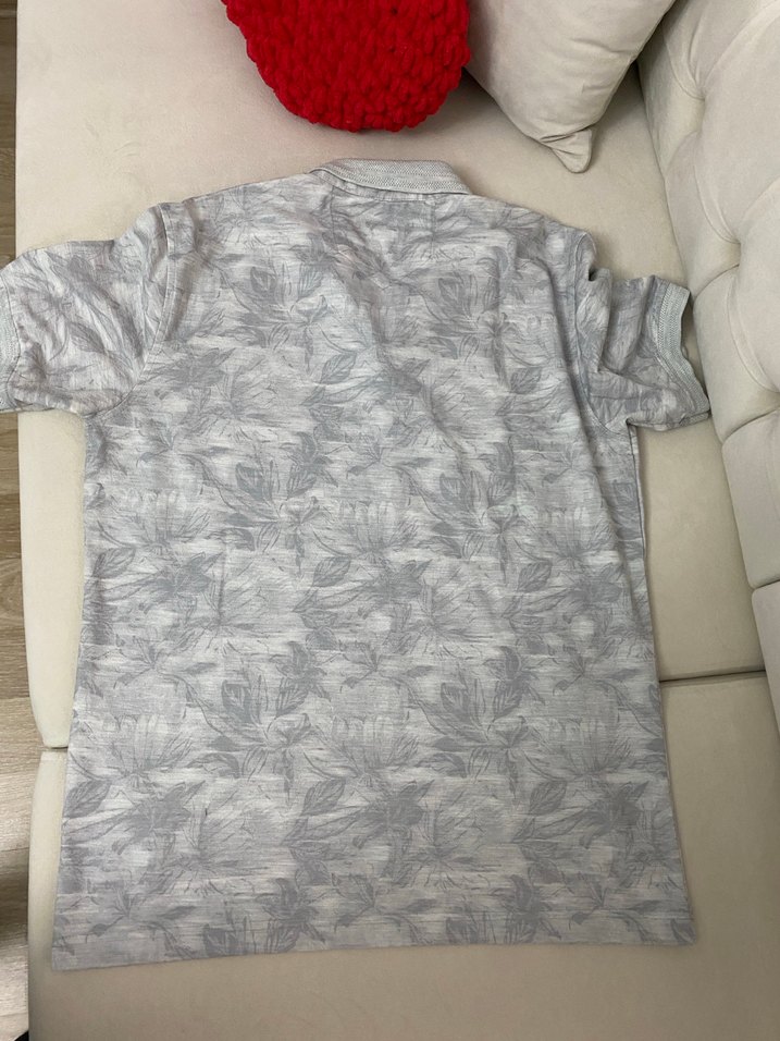 Gri Desenli Kısa Kollu Polo Tişört - Görsel 3
