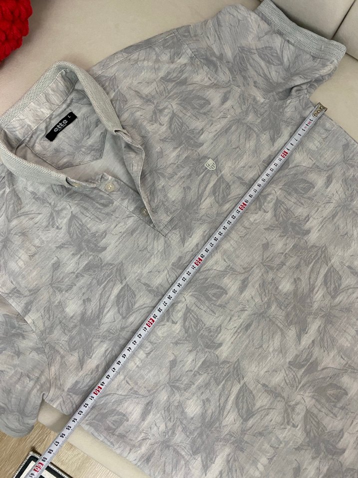 Gri Desenli Kısa Kollu Polo Tişört - Görsel 4