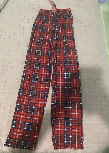 Kırmızı Ekose Desenli Rahat Kadın Pijama Altı - Görsel 2