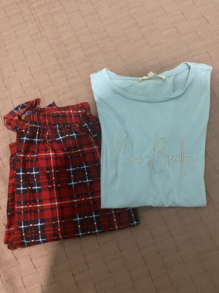 Kırmızı Ekose Desenli Rahat Kadın Pijama Altı - Görsel 5