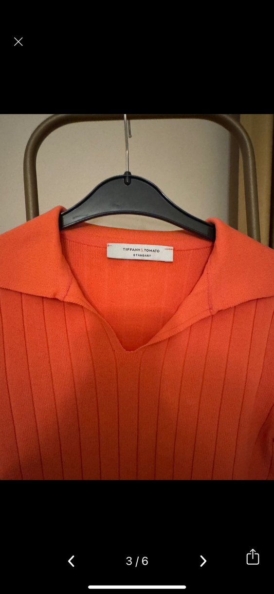 Turuncu V Yakalı İnce Triko Kazak - Görsel 2