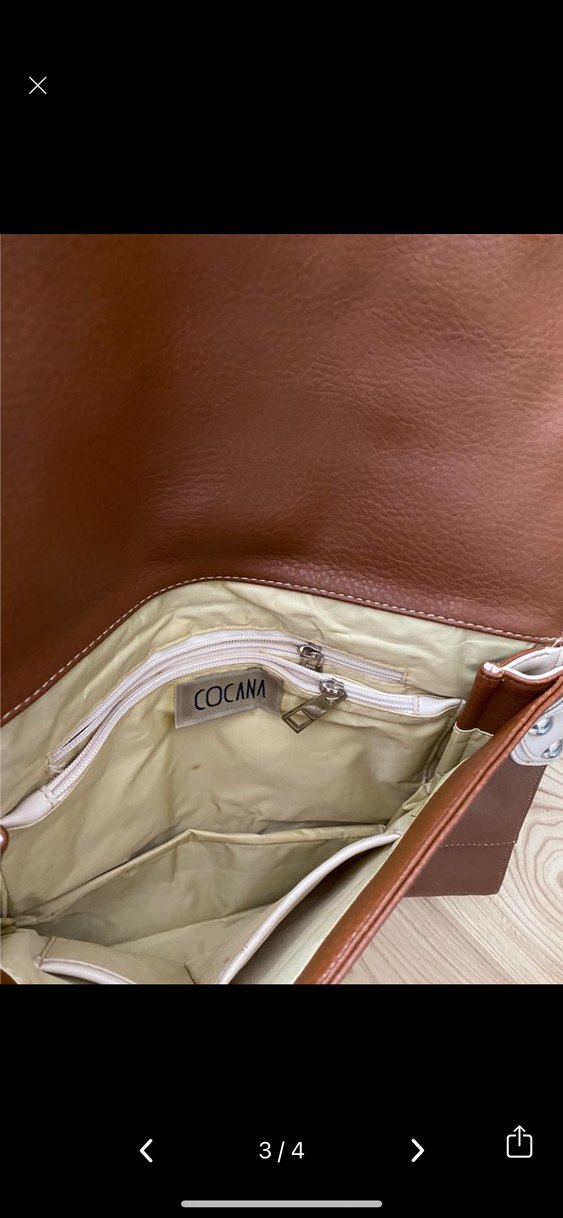 Bej Deri Kadın Omuz Çantası - Görsel 3