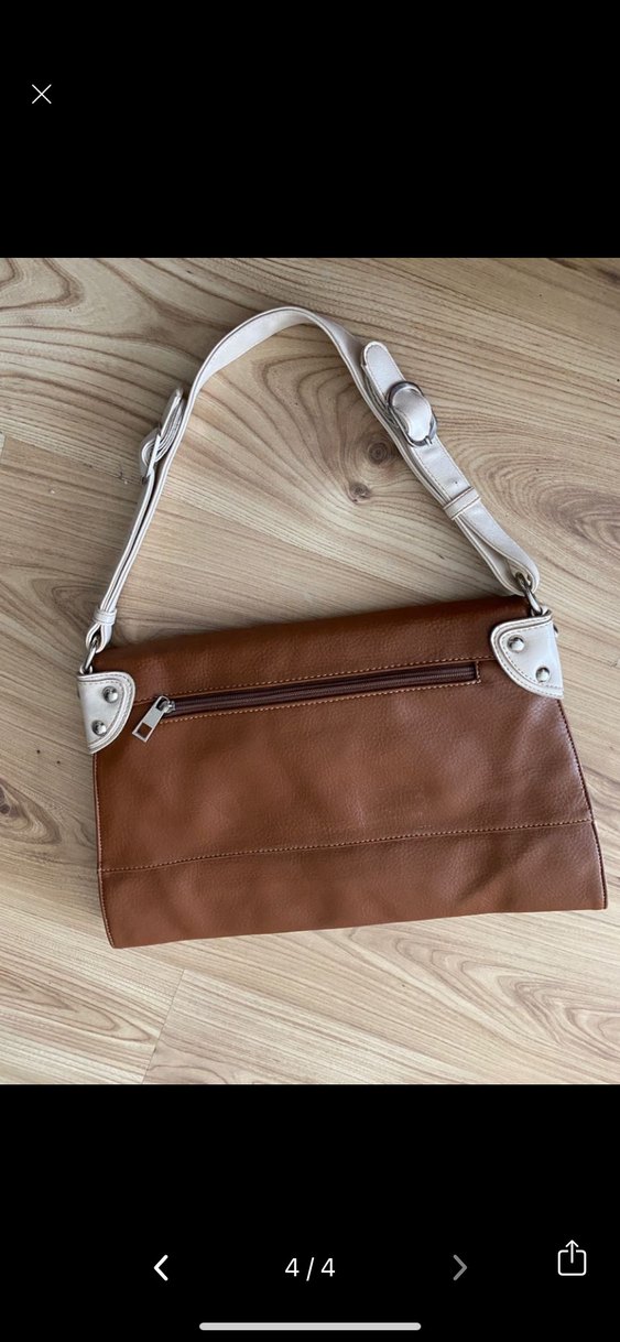 Bej Deri Kadın Omuz Çantası - Görsel 4