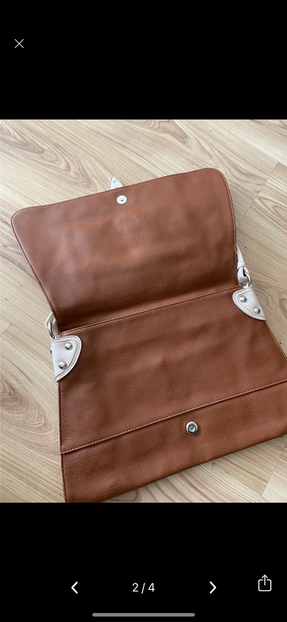 Bej Deri Kadın Omuz Çantası - Görsel 2