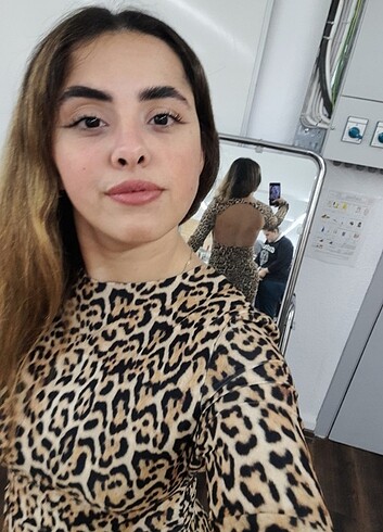 m Beden Leopar mini elbise