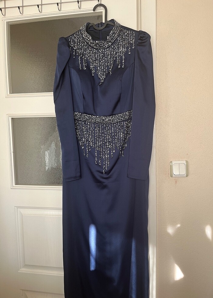 TAŞLI LACİVERT ABİYE - Görsel 2