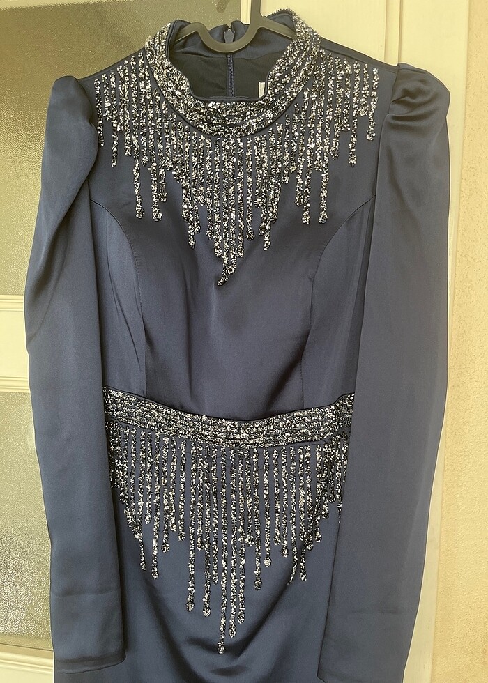 TAŞLI LACİVERT ABİYE - Görsel 4