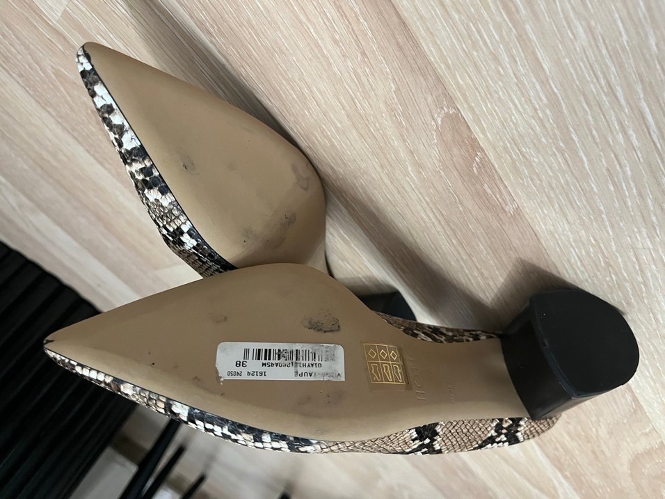 Hotiç Yılan Desenli Bej Topuklu Kadın Ayakkabı - Görsel 3