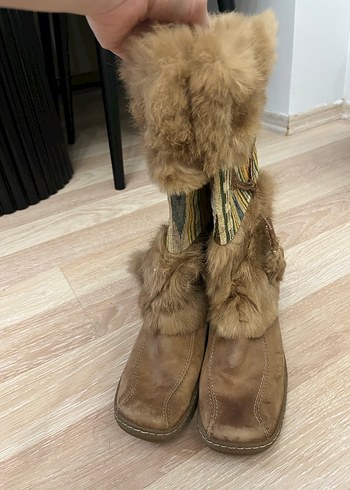 Nine West Süet Kürklü Bohem Kadın Dolgu Topuk Çizme - Görsel 4