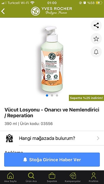 Yves Rocher vücut losyonu