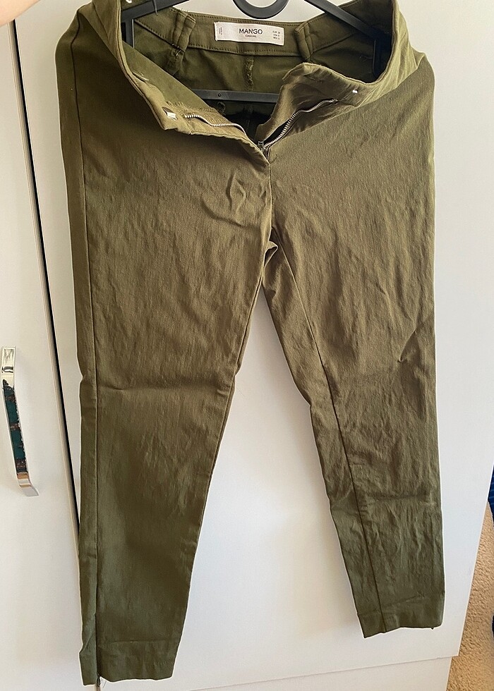 MANGO haki kumaş pantolon - Görsel 2